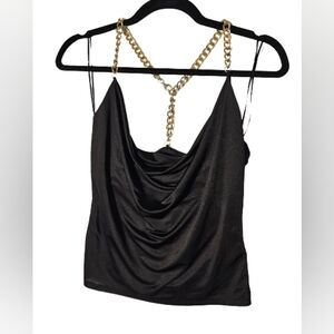 Guess Jet Black with Gold Chain Chelsea Cami Women's Size Small NWOT